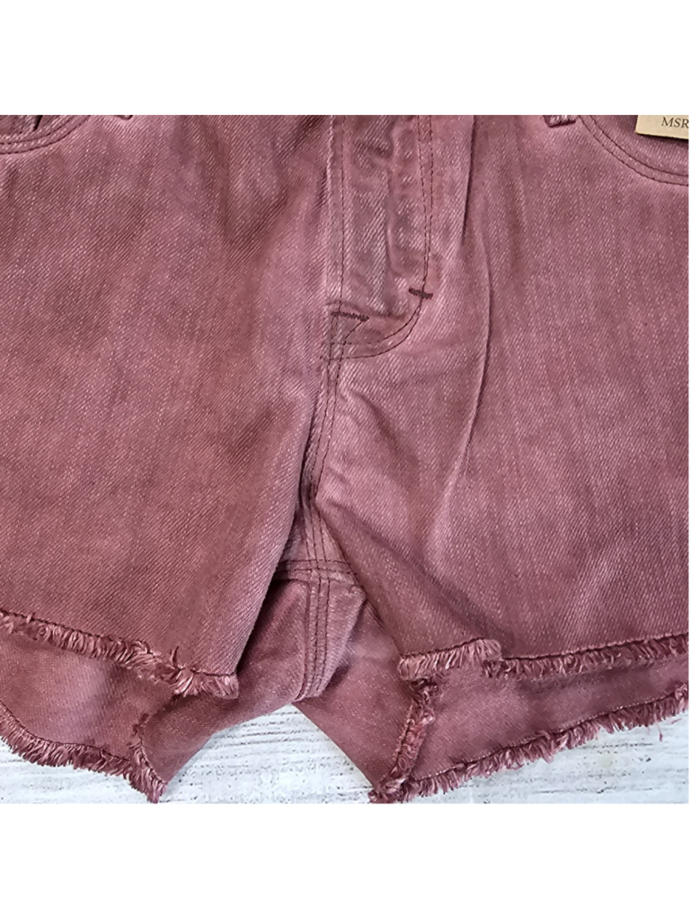 NWT Cult of Individuality maroon/burgundy shorts, frayed edge, sz 28 - Picture 5 of 9